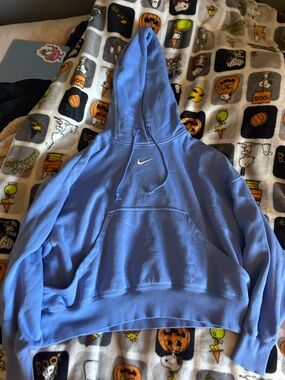 Nike Periwinkle Cropped Hoodie with White Swoosh